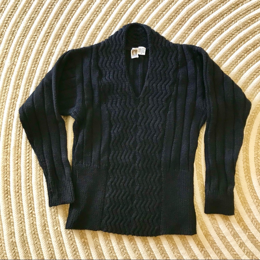 Anne Klein Black Wool Winter Sweater Small